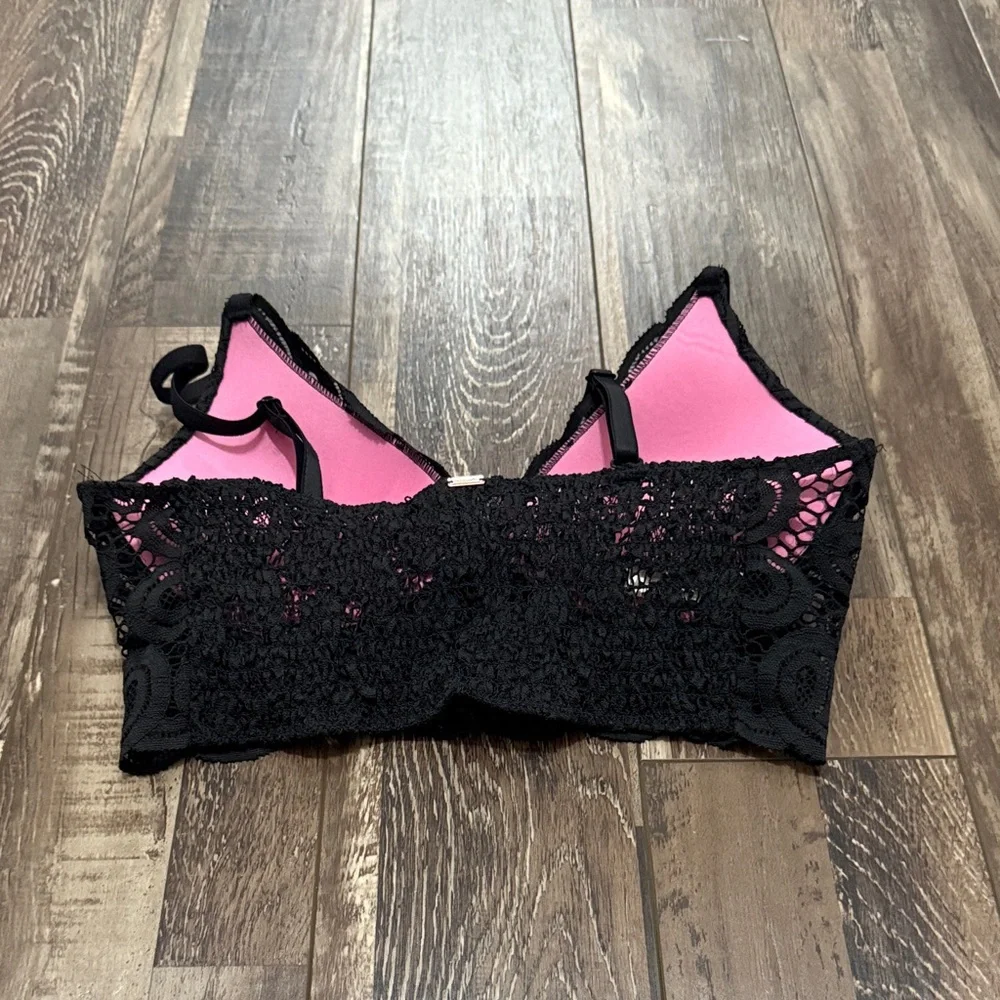 PINK Victoria's Secret Black Lace Longline Bra - Picture 2 of 4